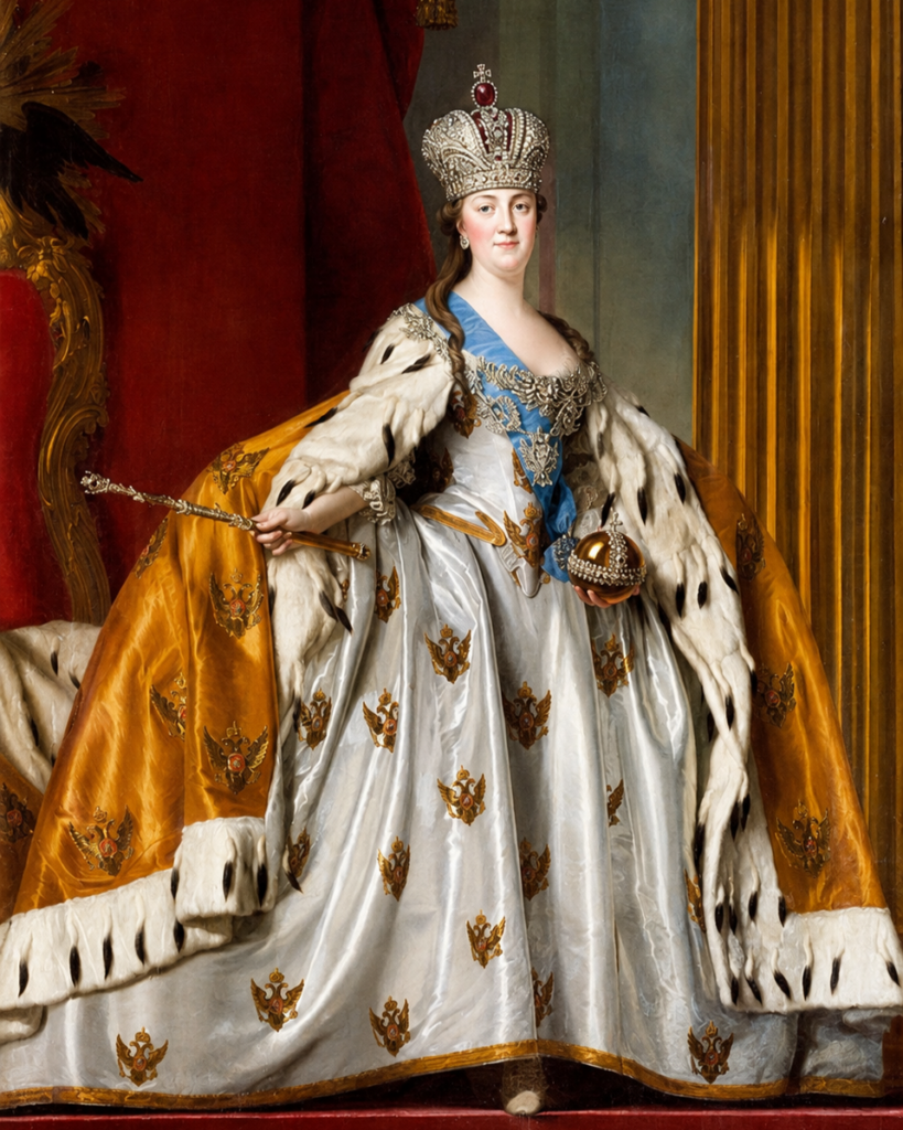 Caterina II con le insegne imperiali di Russia, ritratto di Vigilius Eriksen (seconda versione, 1778-79), Galleria d'arte nazionale, Copenaghen, Danimarca